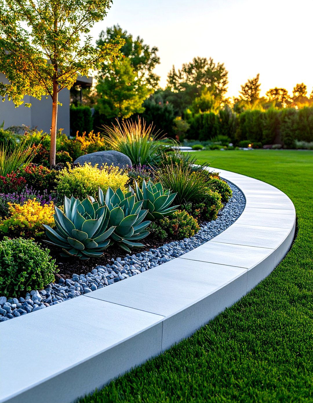 A Polished Concrete Curb Garden Border - 30 garden border ideas