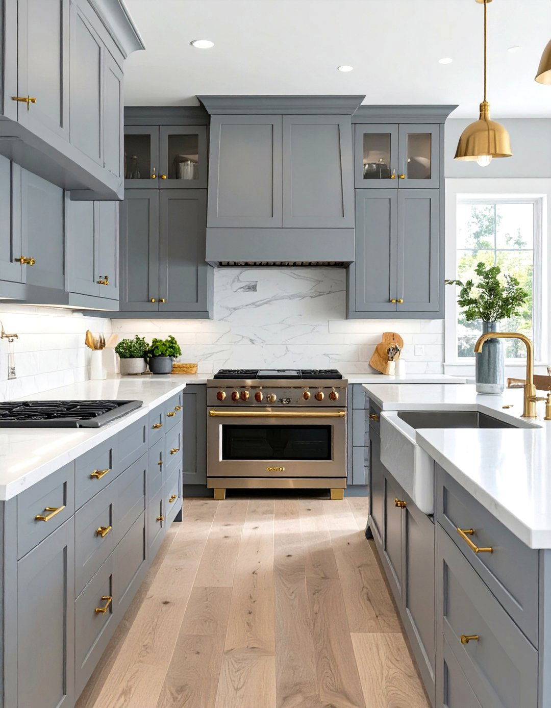 A Polished Nickel Gooseneck Faucet - 30 transitional kitchen design ideas