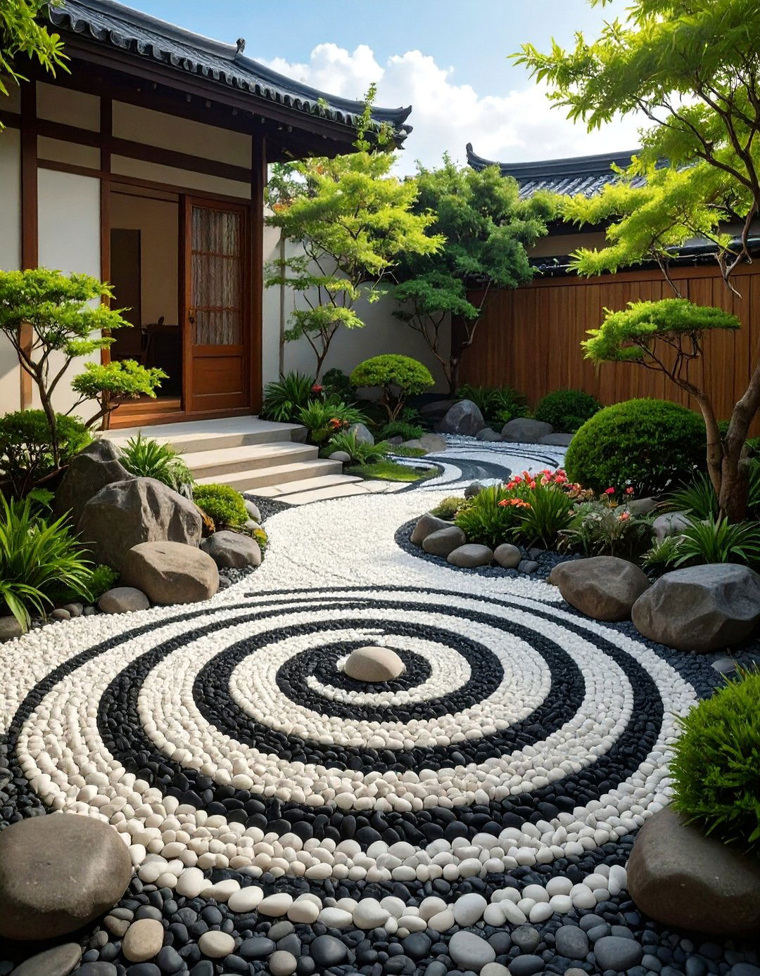 A Polished Pebble Mosaic Garden - 30 low maintenance small rock garden ideas