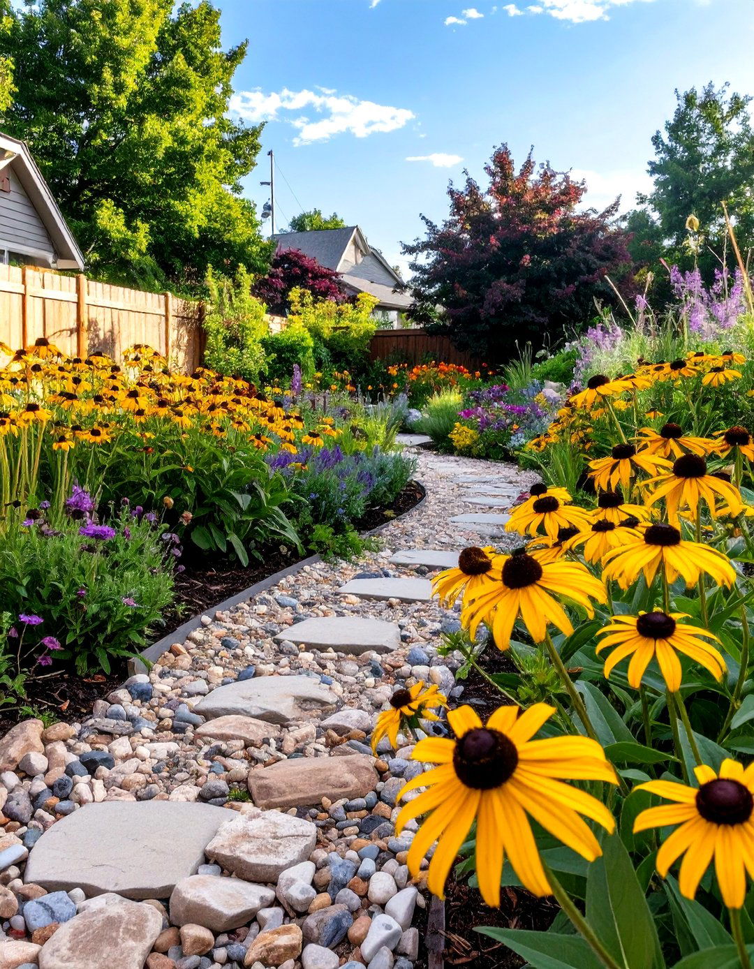 A Pollinator Friendly Habitat with Native Plants - 30 low maintenance front yard landscaping ideas with rocks and mulch