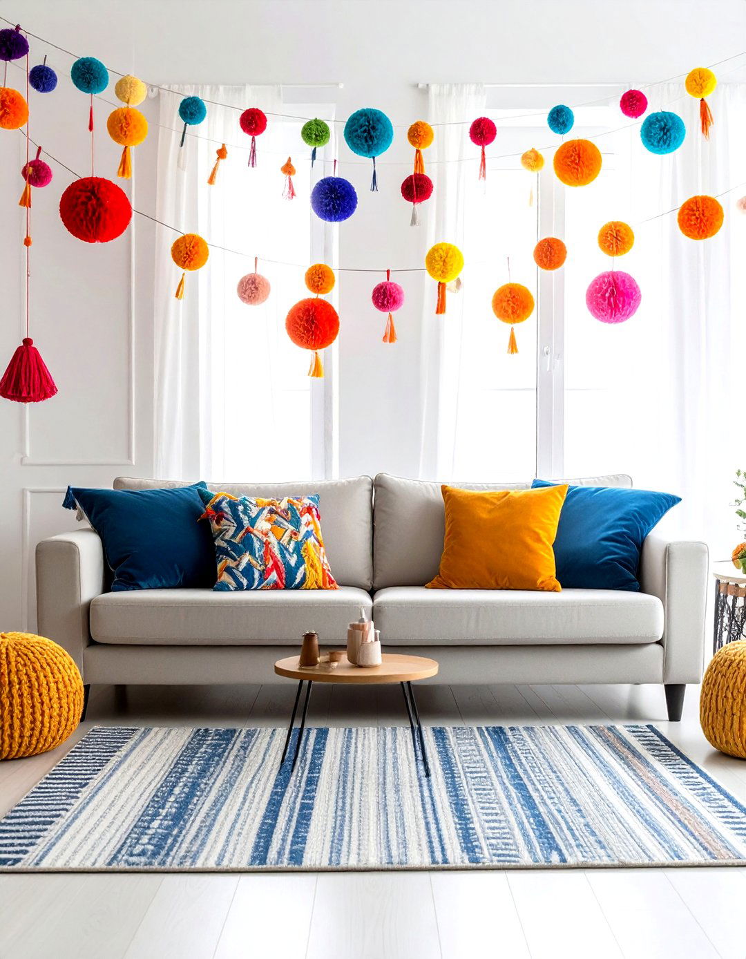 A Pom Pom and Tassel Fiesta - 30 diwali decoration ideas for living room
