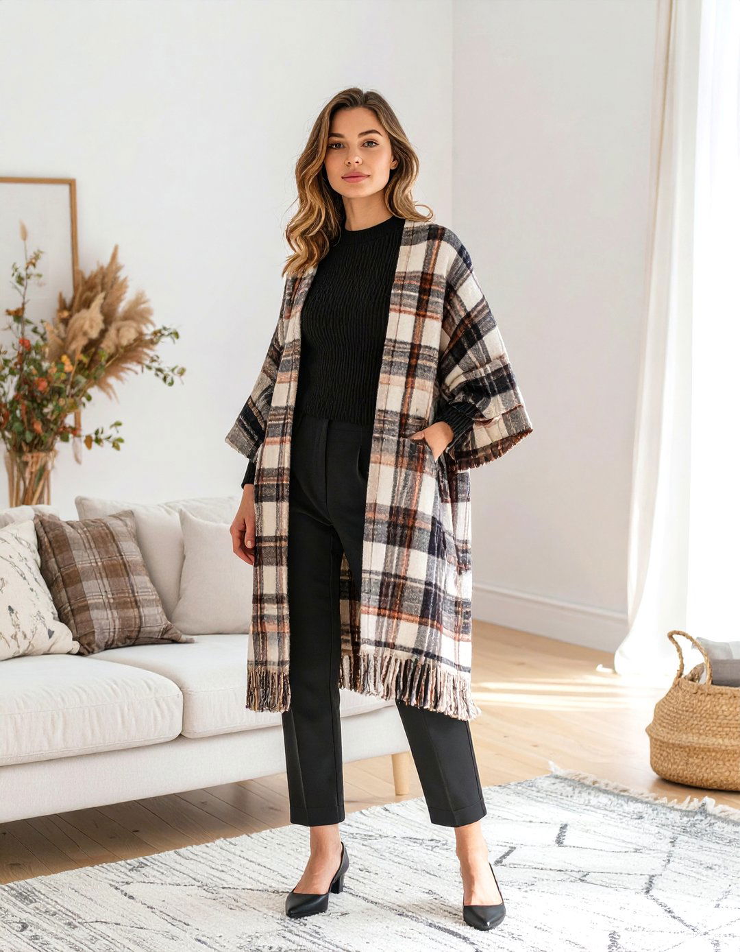 A Poncho for Effortless Style - 30 baby shower outfit ideas guest winter