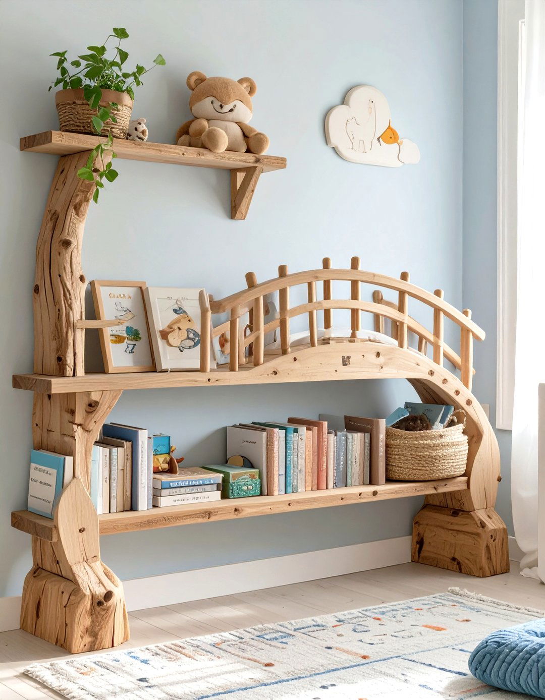 A Poohsticks Bridge Bookshelf - 30 winnie the pooh nursery ideas