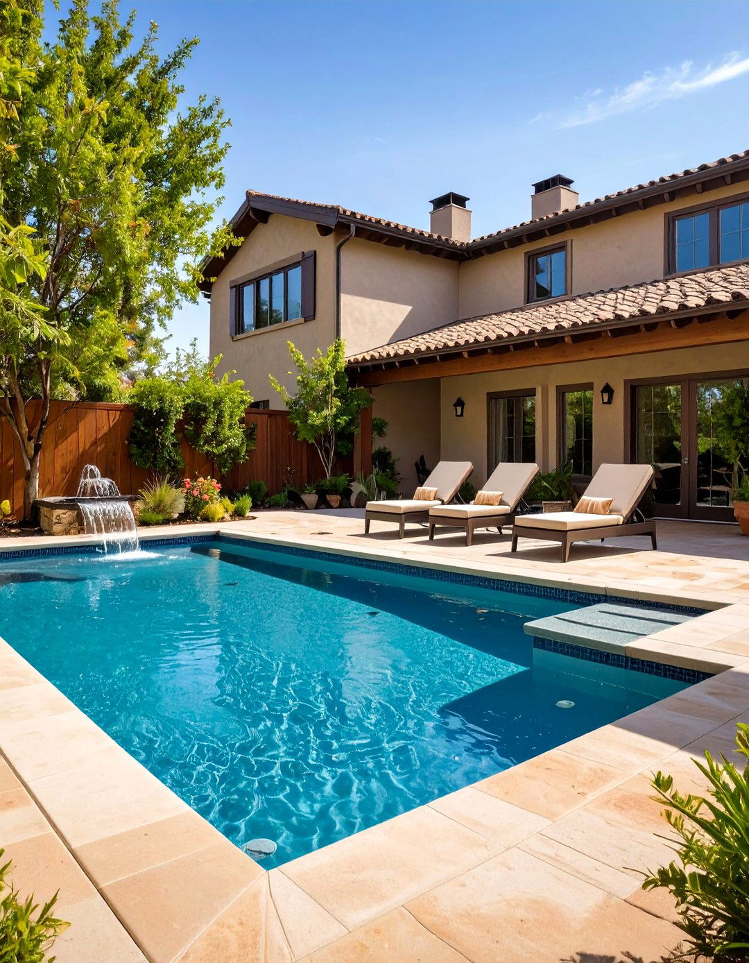 A Pool with a Built in Tanning Ledge - 30 pool ideas for backyard