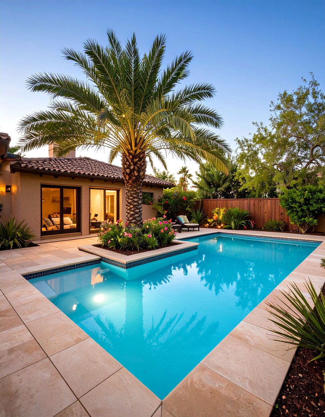 A Pool with an Integrated Planter - 30 pool ideas for backyard