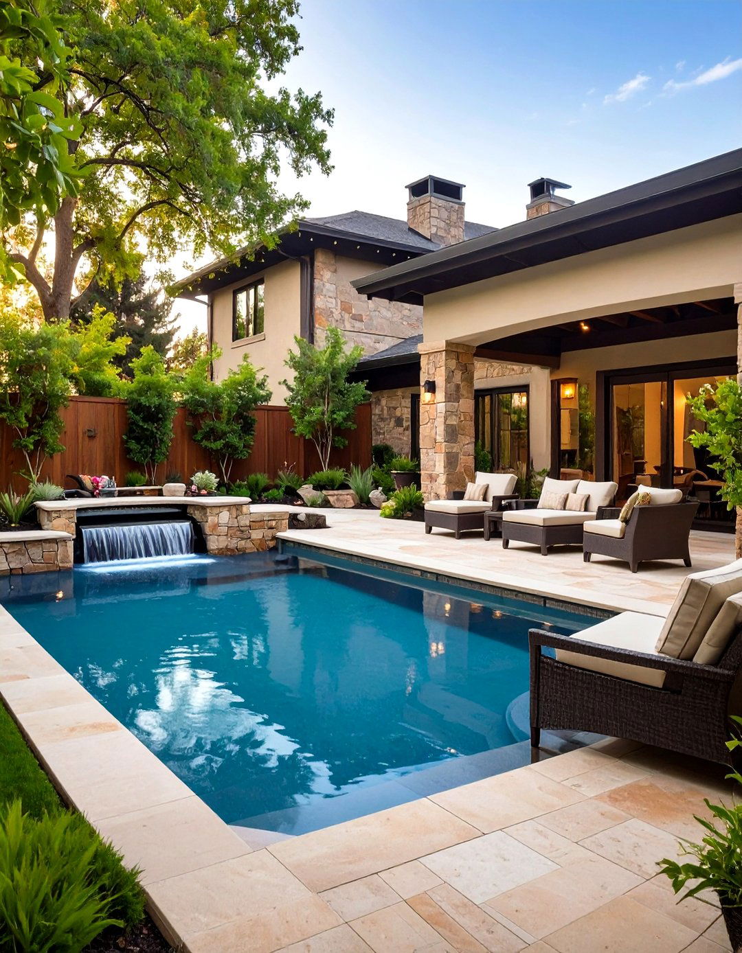 A Pool with an Integrated Spa - 30 pool ideas for backyard