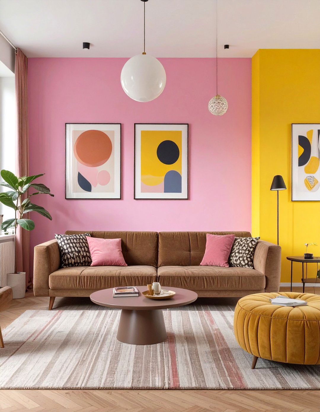 A Pop Art Inspired Living Room - 30 brown couch living room ideas