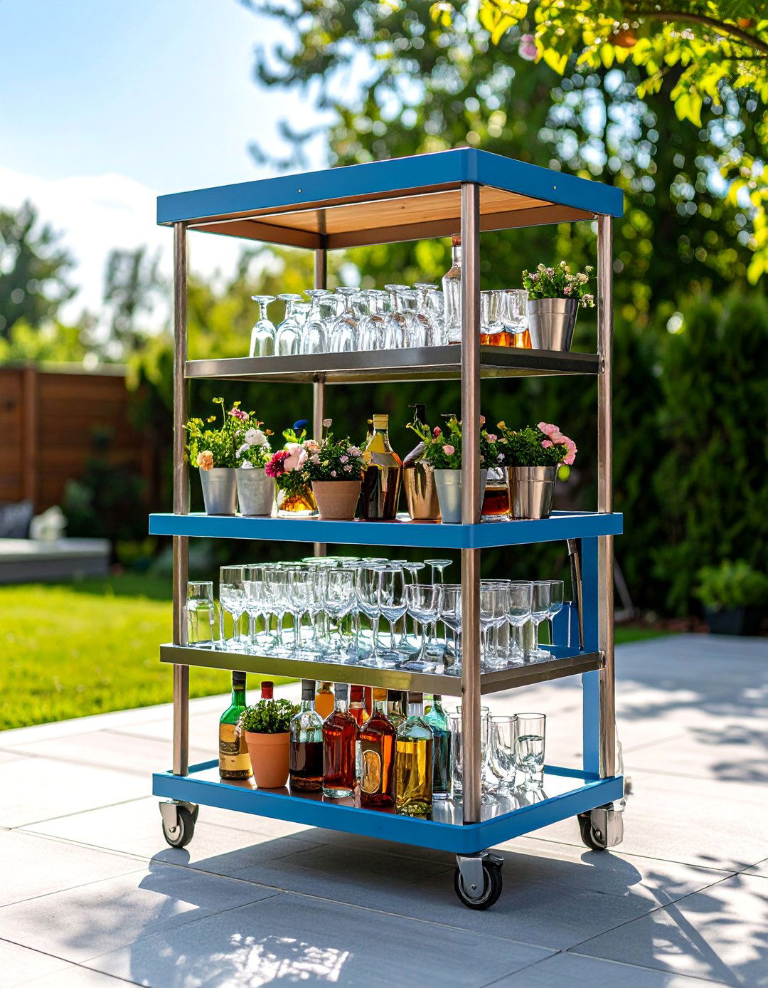 A Pop Up Mobile Bar Cart - 30 backyard bar ideas