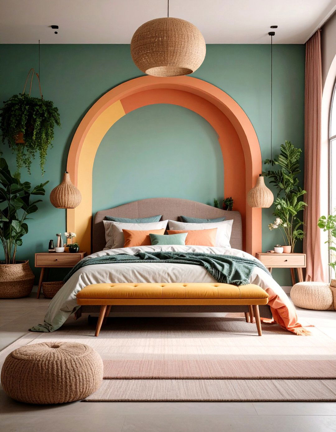 A Pop of Color Blocked Design - 30 living room bedroom ideas