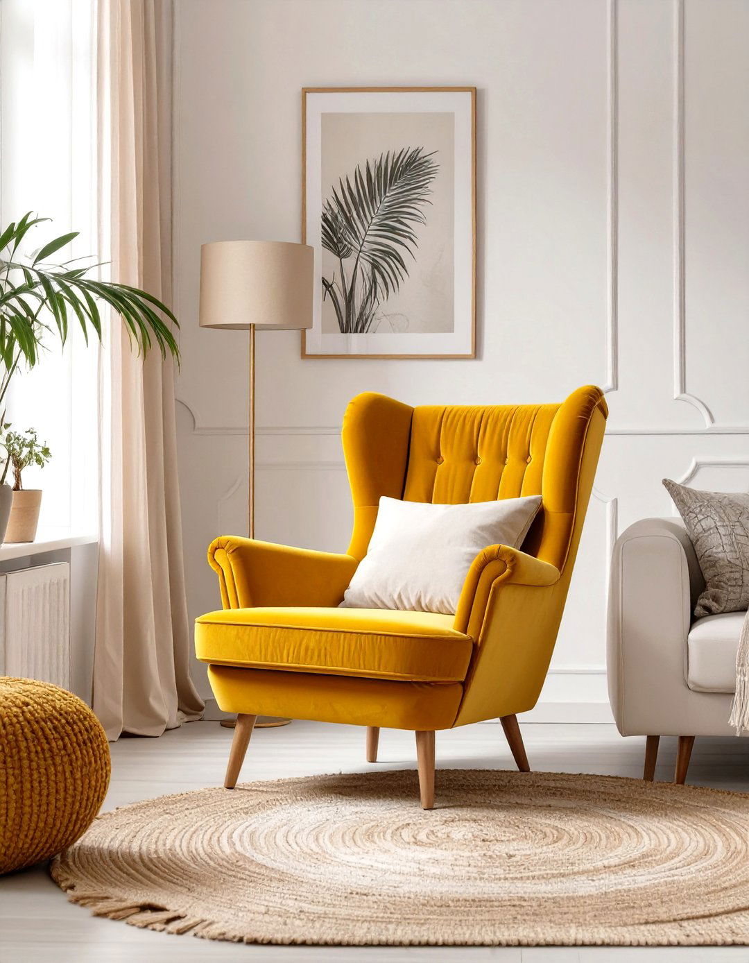 A Pop of Color in a Neutral Boho Space - 30 modern boho living room ideas