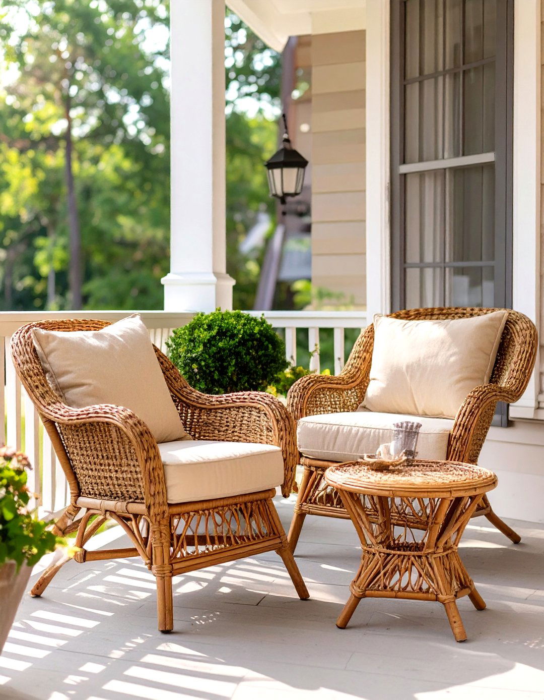 A Porch Wicker Chair Set - 30 simple porch design ideas