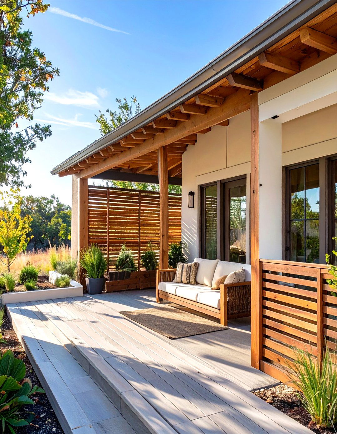 A Porch with Privacy Screens - 30 front porch ideas for ranch style homes before and after