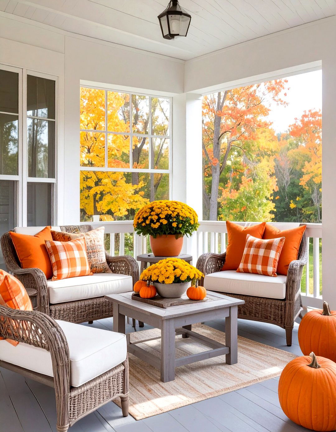 A Porch with Seasonal Decorative Touches - 30 simple screened in porch ideas