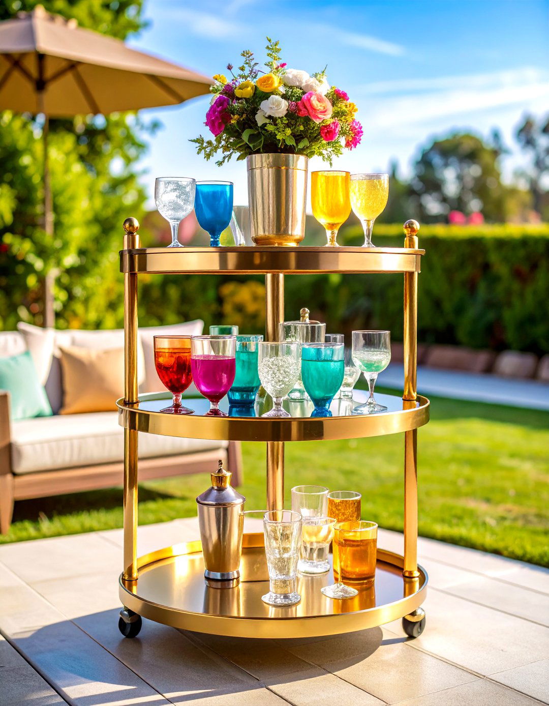 A Portable Bar Cart for Patio Entertaining - 30 patio decorating ideas