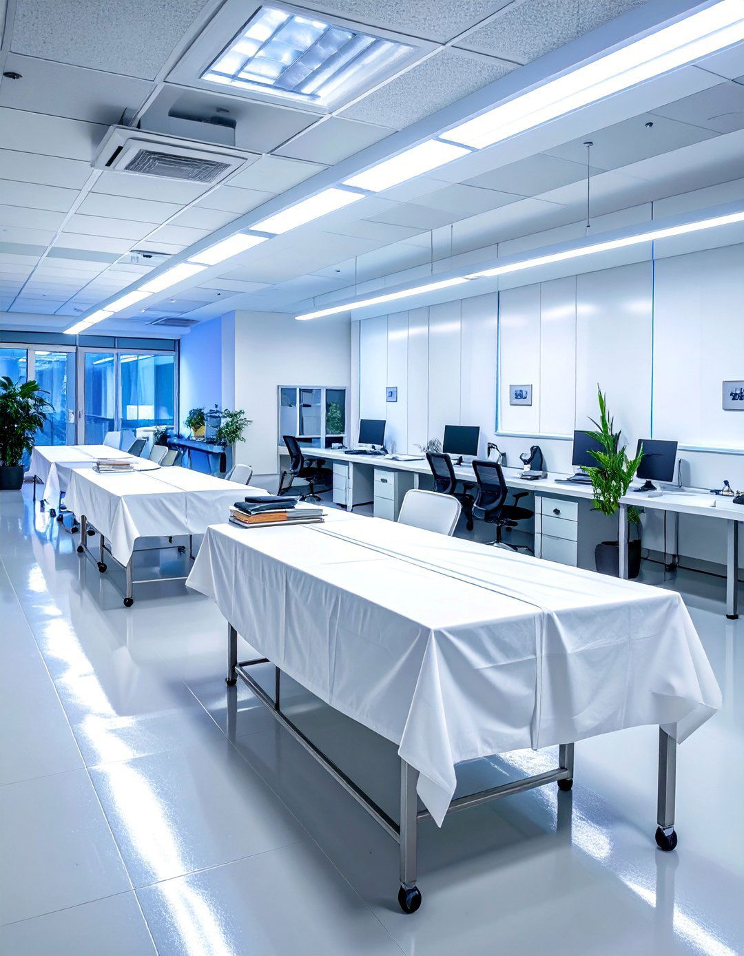 A Post Mortem Morgue Setup - 30 office halloween ideas