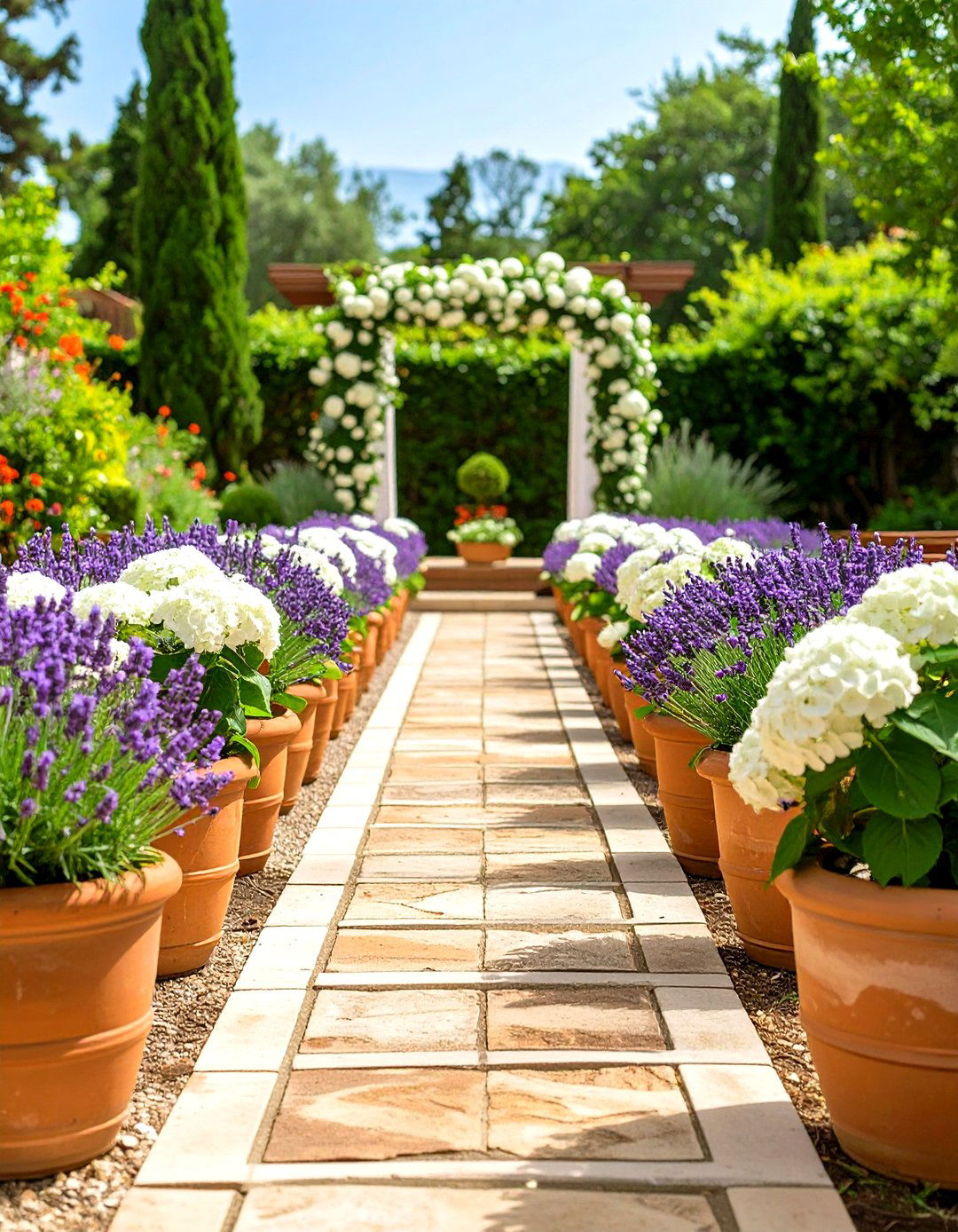 A Potted Plant Aisle for the Ceremony - 30 small backyard wedding ideas