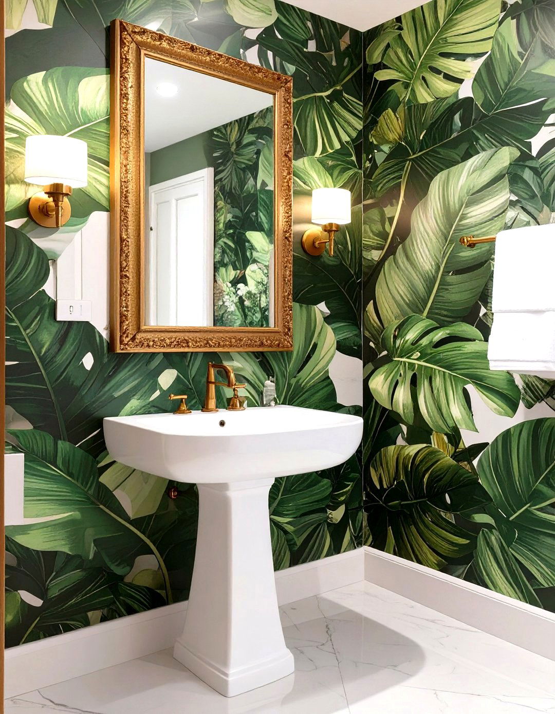 A Powder Room with Dramatic Wallpaper - 30 kitchen and bath design ideas