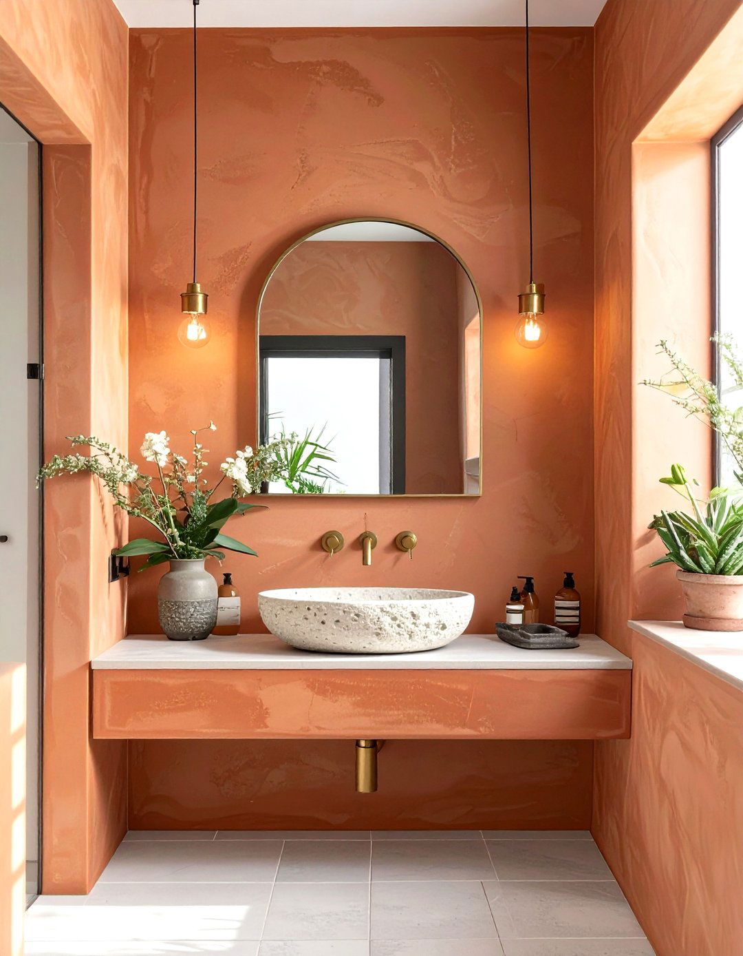 A Powder Room with Textured Plaster Walls - 30 modern mexican interior design ideas