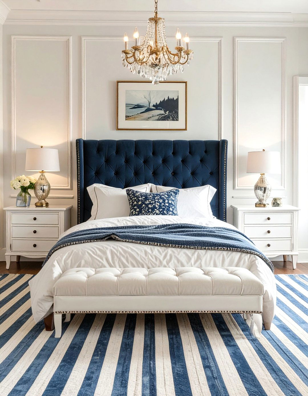 A Preppy and Polished Bedroom - 30 blue and white bedroom ideas