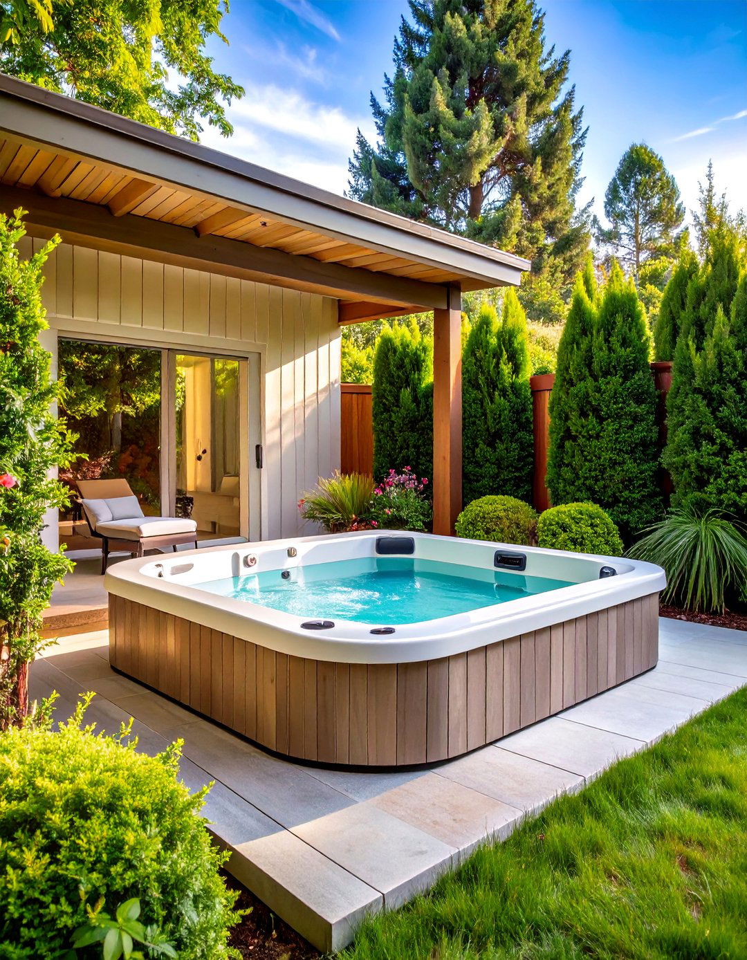 A Privacy Focused Hot Tub Nook - 30 backyard hot tub ideas