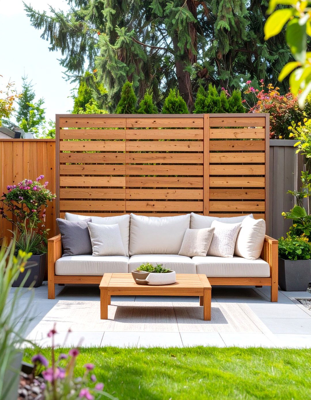 A Privacy Screen Focal Point - 30 small backyard ideas no grass