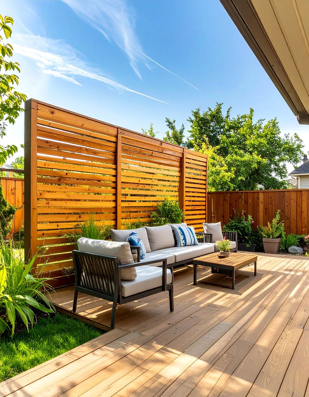 A Privacy Screen Focal Point Deck - 30 deck ideas on a budget