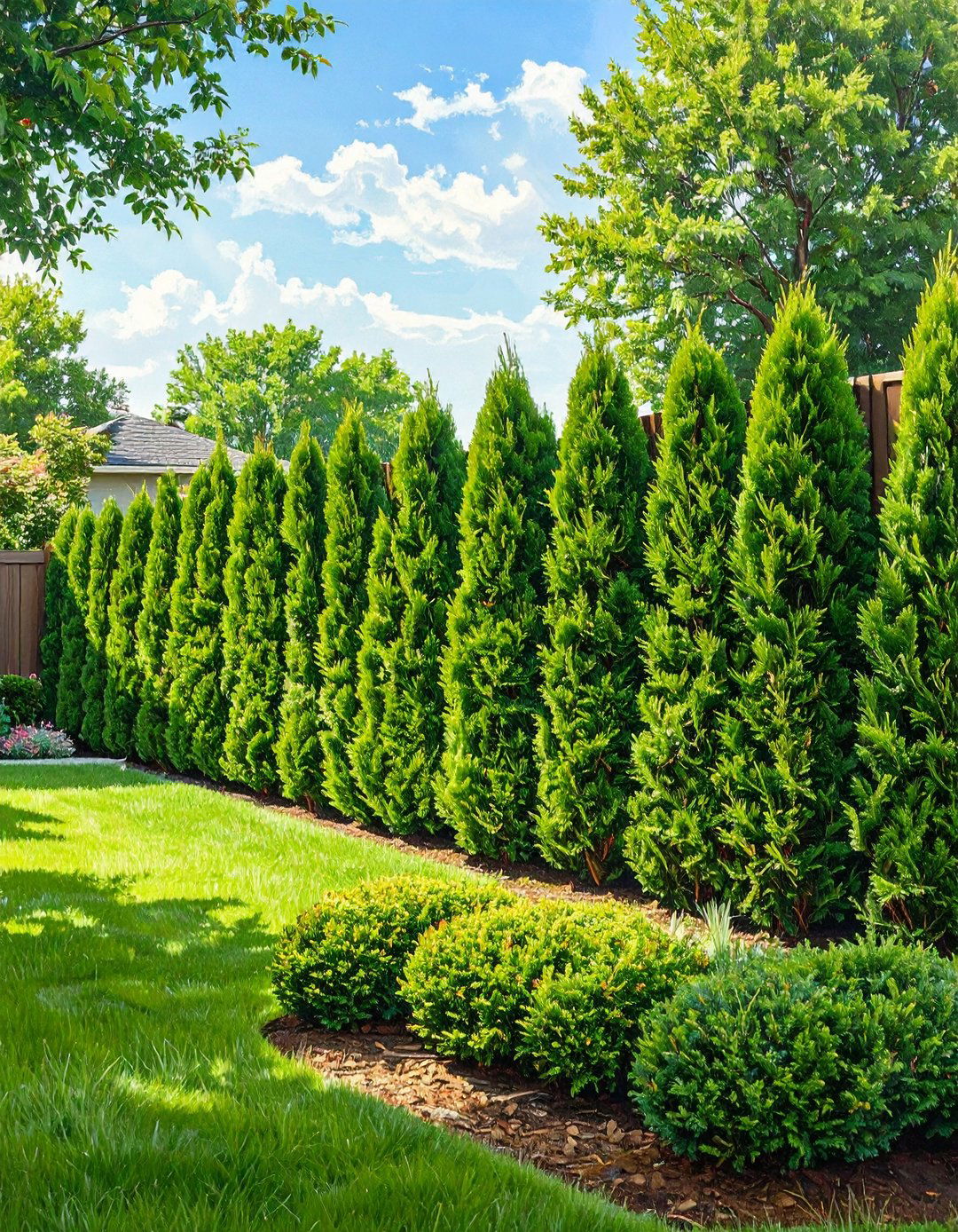 A Privacy Screen with Fast Growing Shrubs - 30 budget cheap simple front yard landscaping ideas