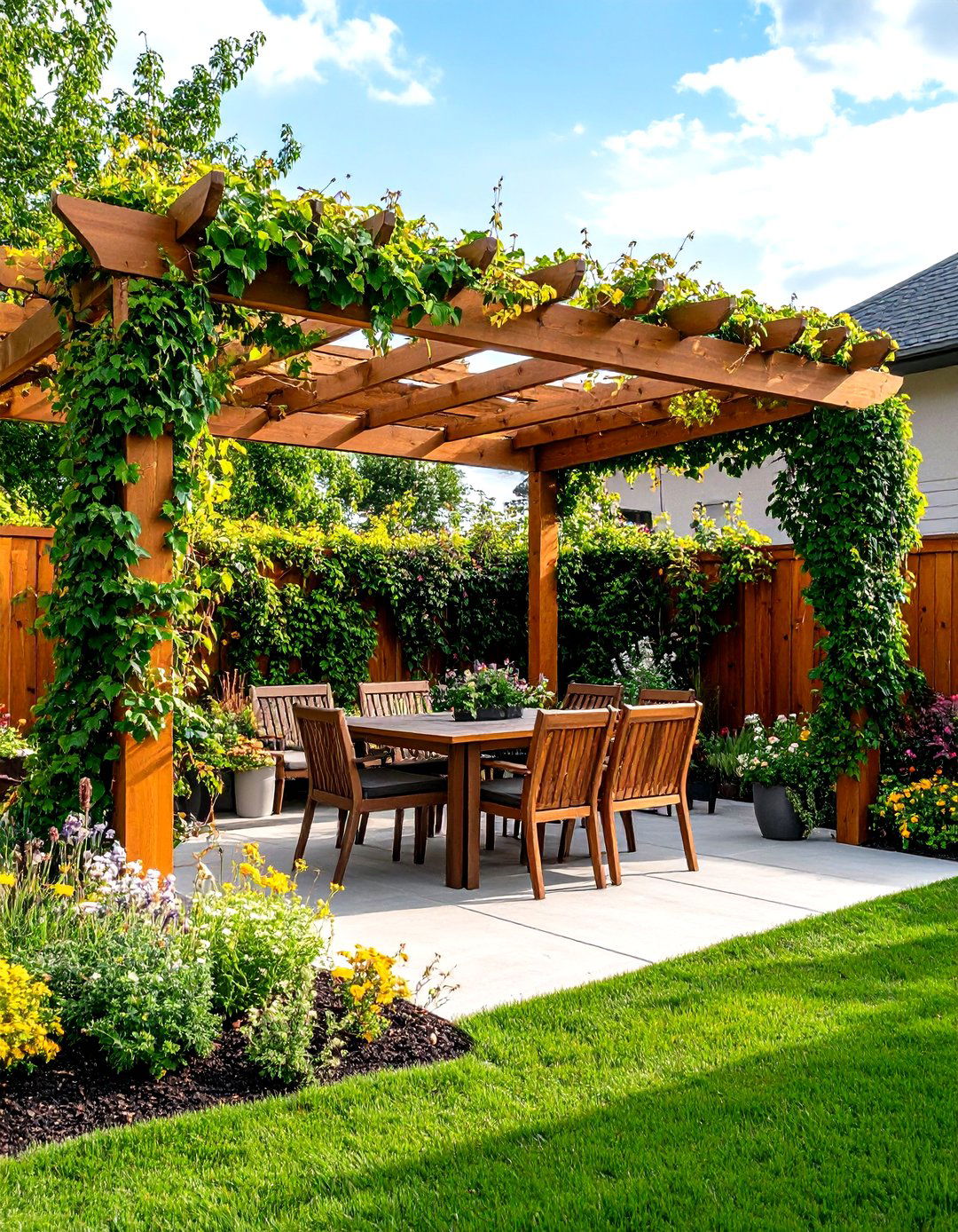 A Privacy Screen with Living Plants - 30 outdoor space ideas