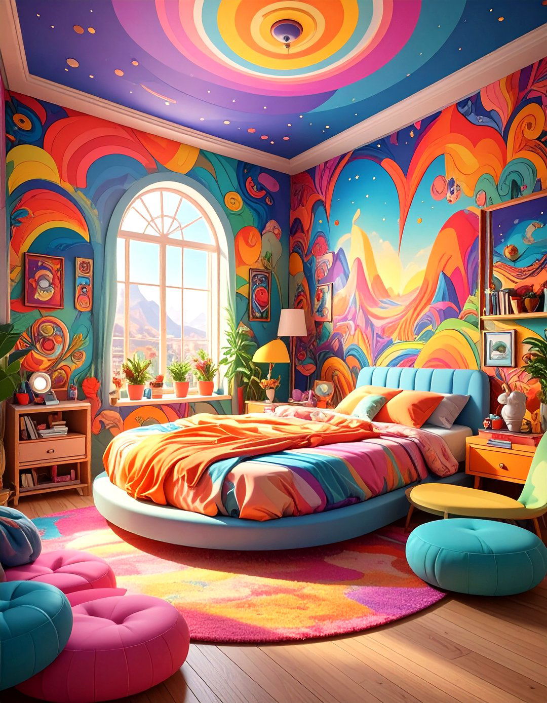 A Psychedelic Pop Art Bedroom - 30 maximalism interior design ideas