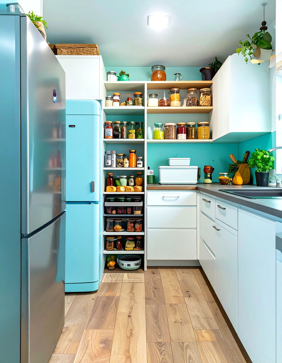 A Pull Out Pantry in a Tiny Home Kitchen - 30 tiny home kitchen ideas