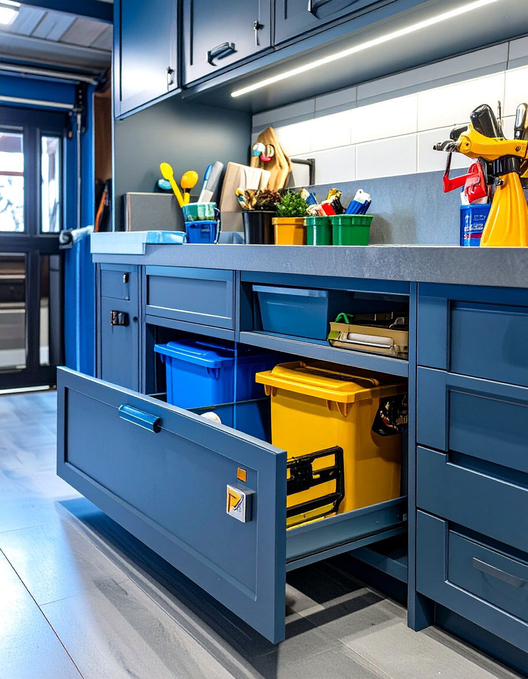 A Pull Out Trash and Recycling Center for Small Garages - 30 small garage ideas