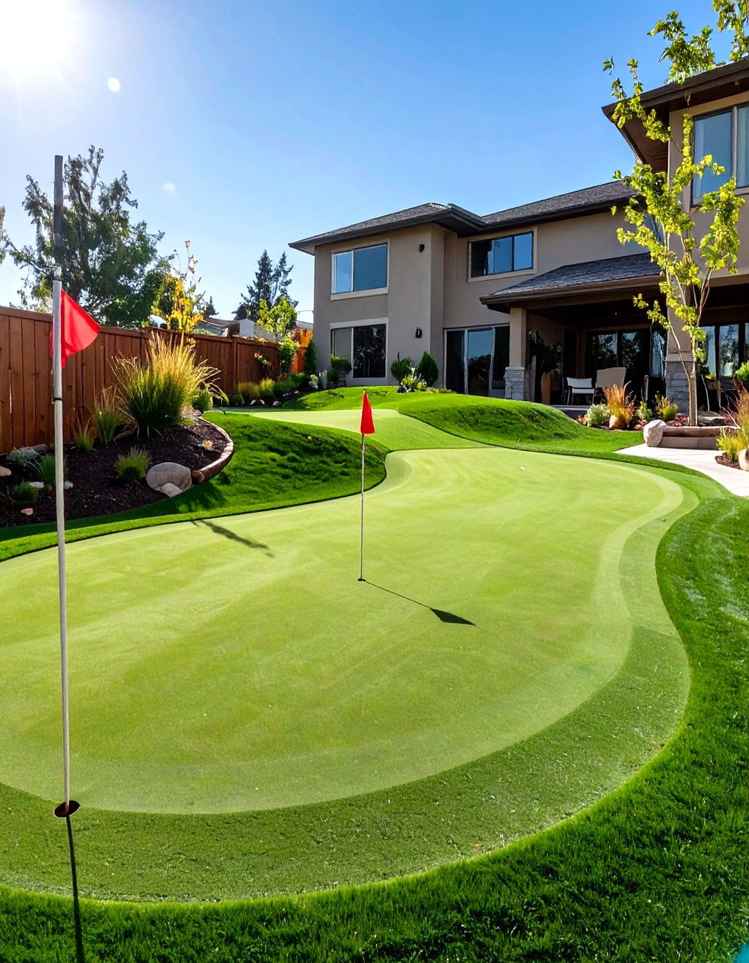 A Putting Green on a Gentle Slope - 30 sloped backyard ideas