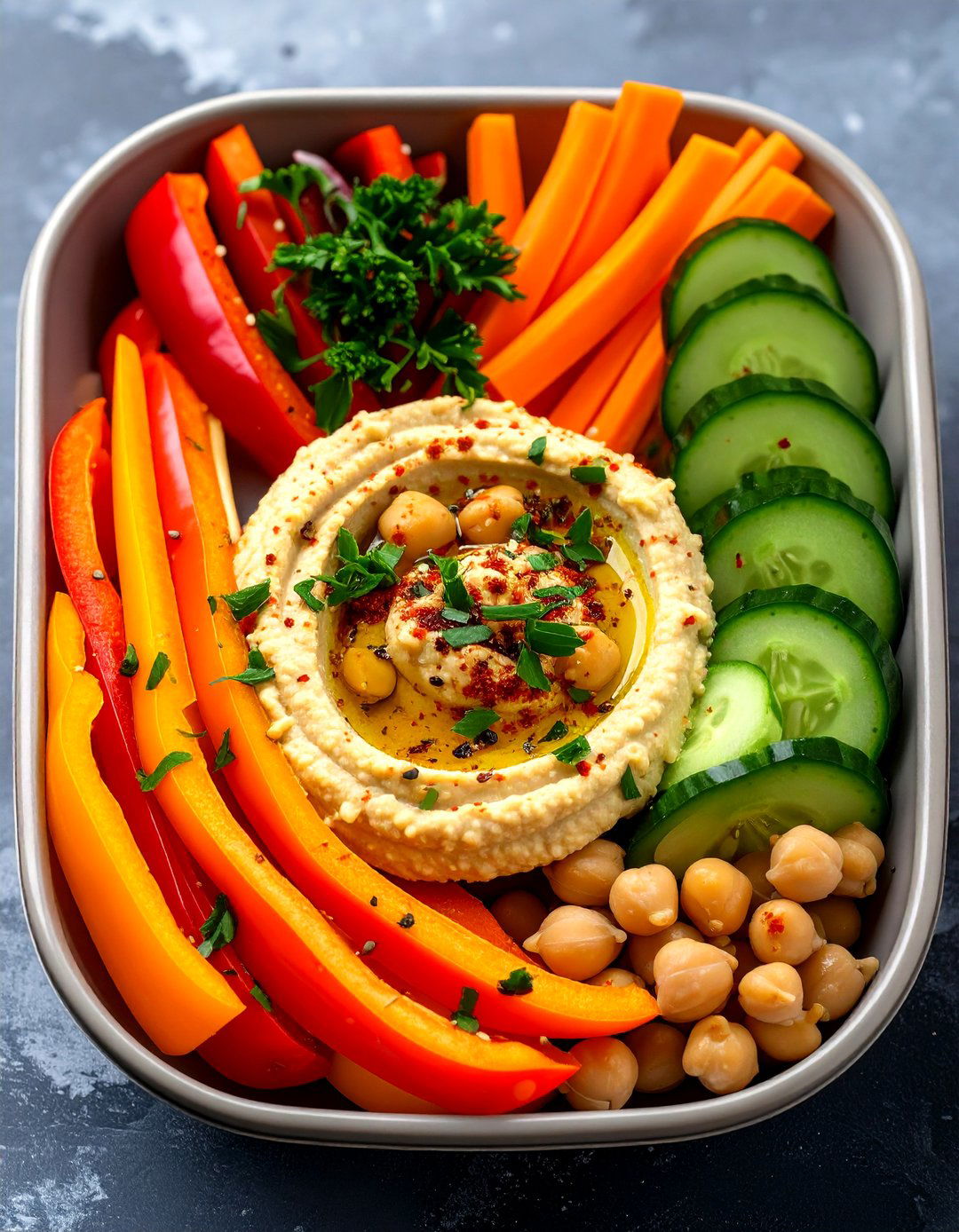 A Quick Hummus and Veggie Plate - 30 office lunch ideas