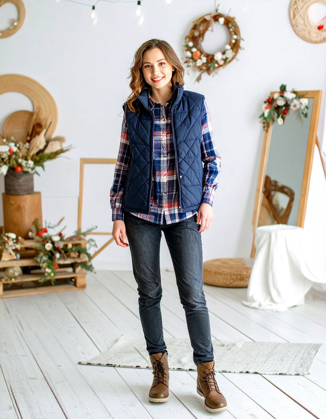 A Quilted Vest for a Casual Vibe - 30 baby shower outfit ideas guest winter