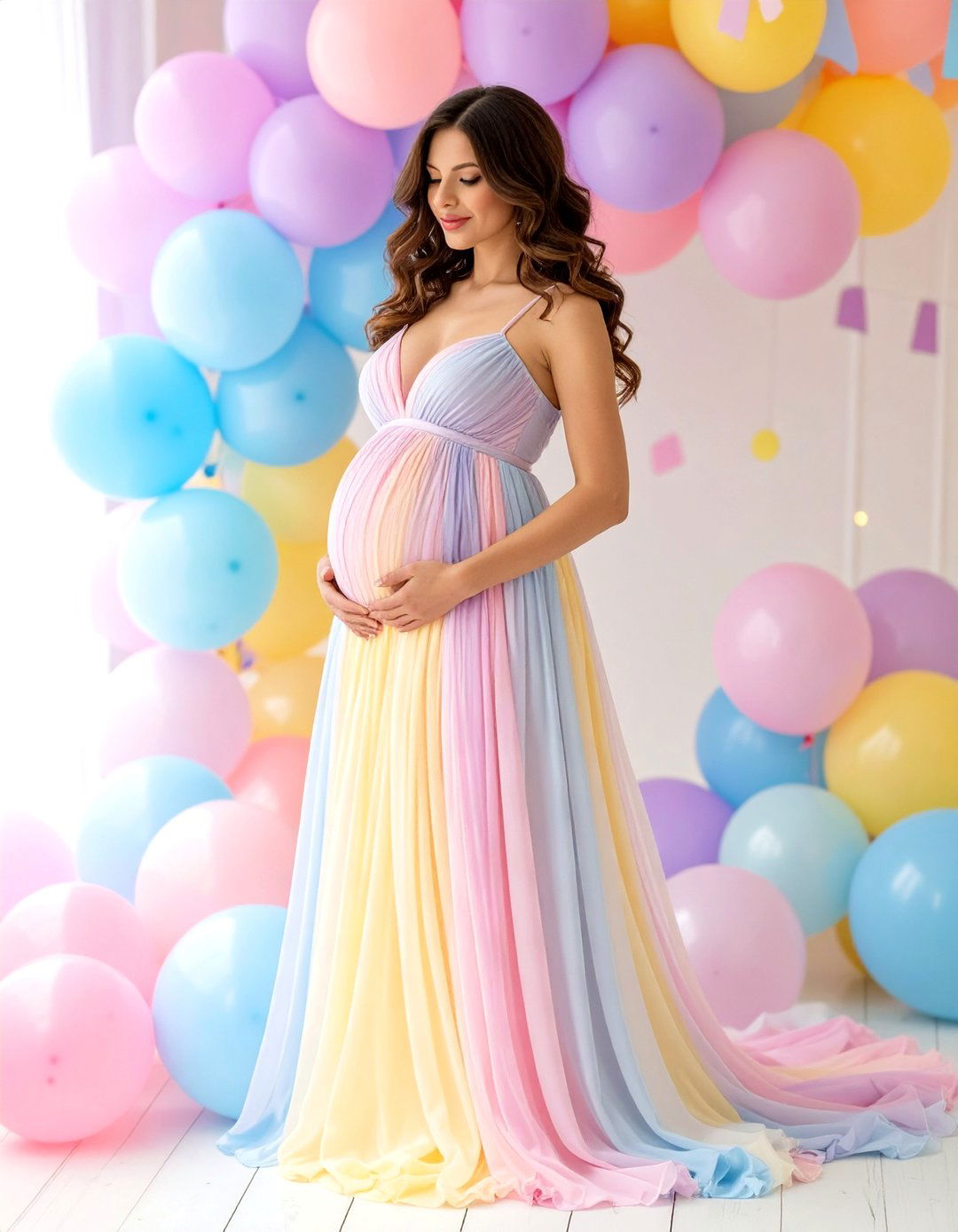 A Rainbow Pastel Dress - 30 baby shower dress ideas