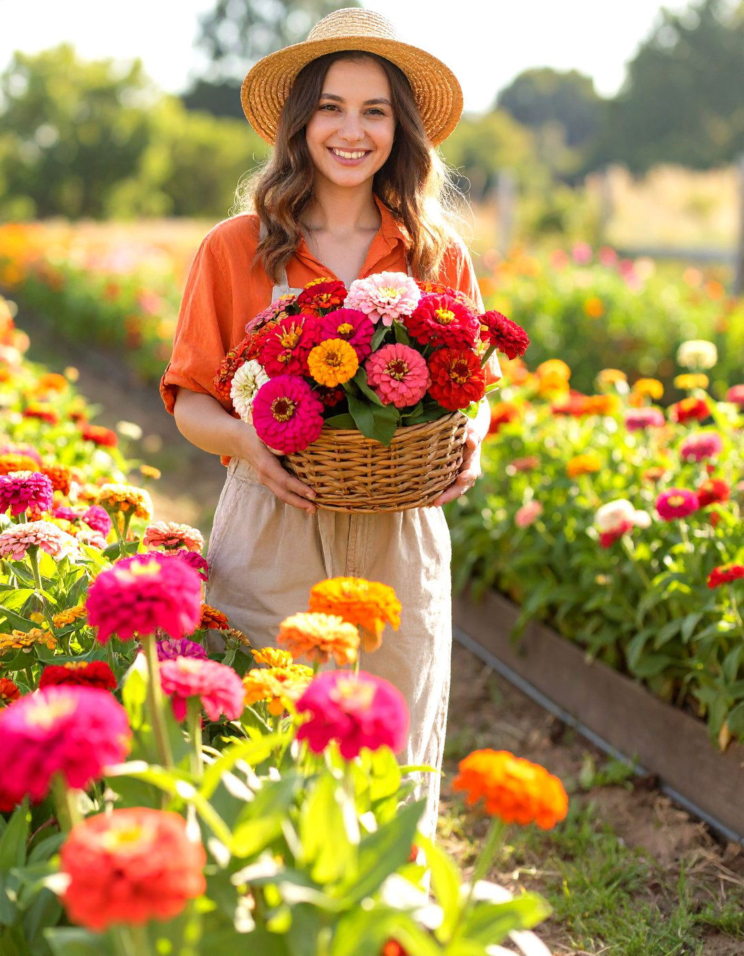 A Rainbow Zinnia Border - 30 zinnia garden ideas