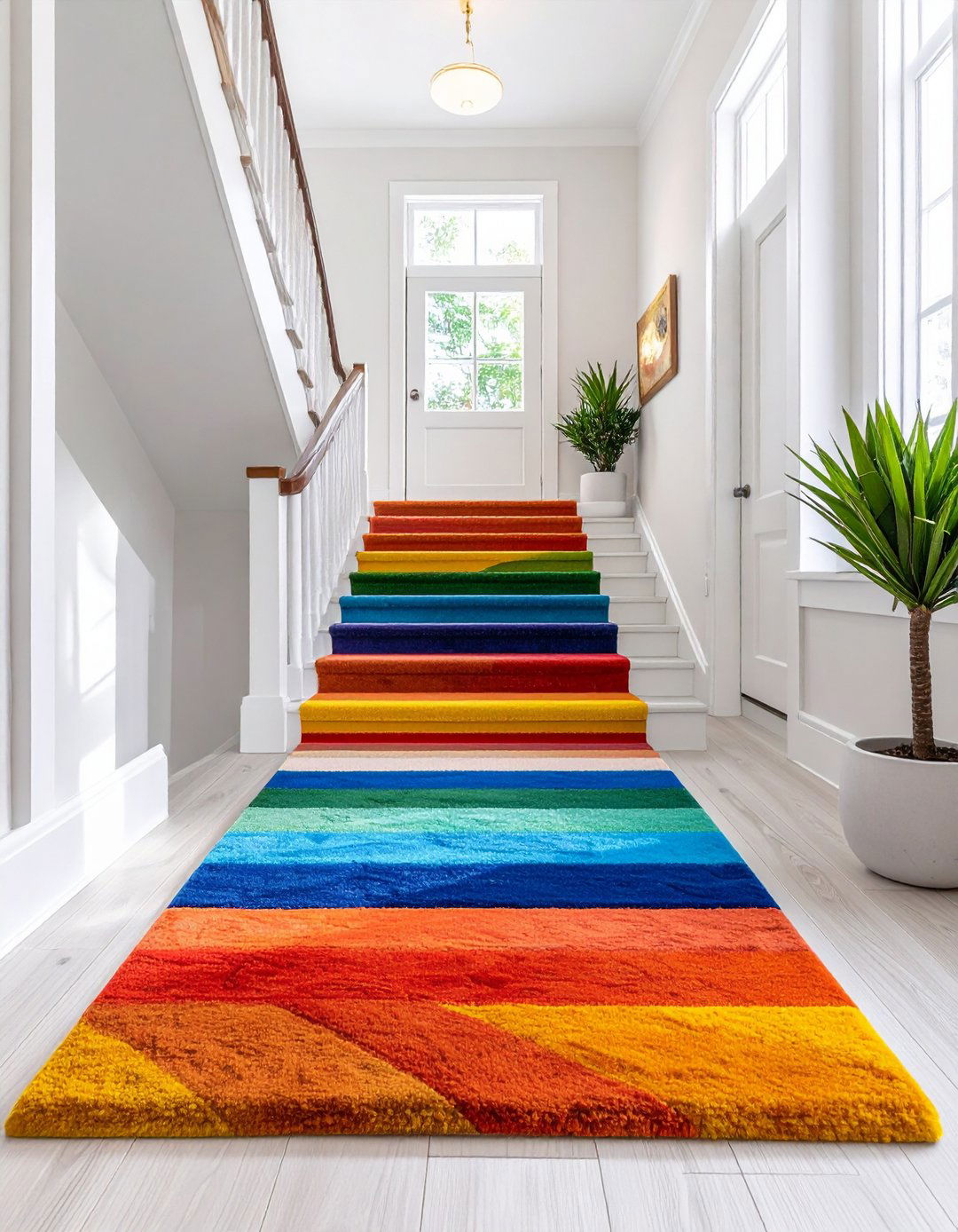 A Rainbow of Colorful Stripes - 30 latest carpet trends for stairs