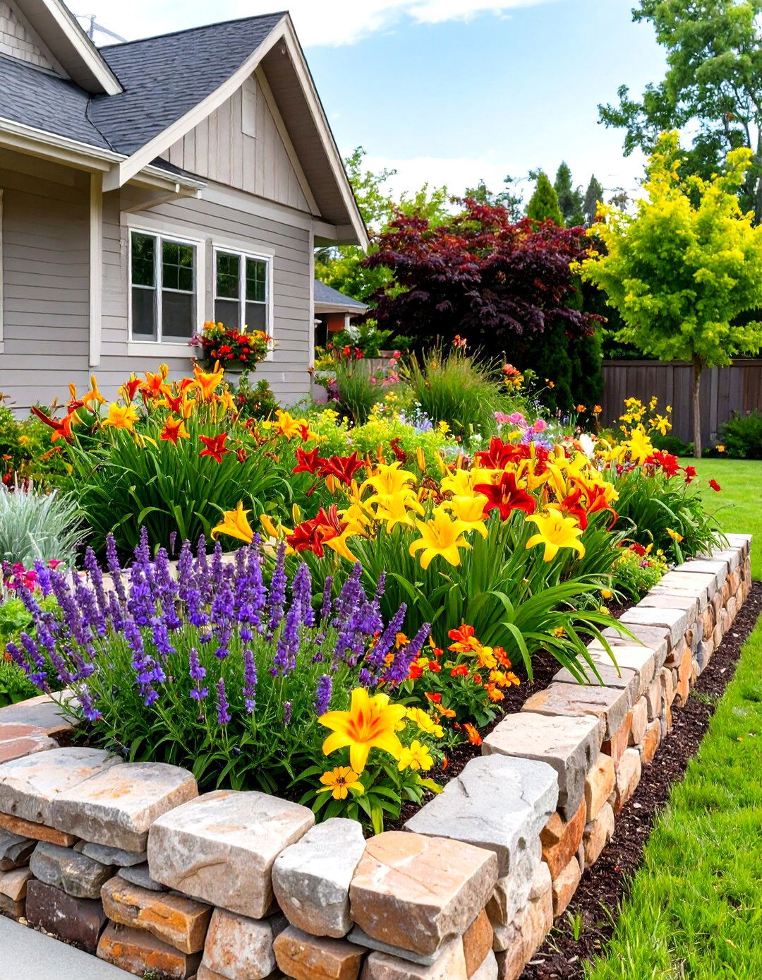 A Raised Bed Perennial Garden Layout - 30 front house full sun perennial garden designs