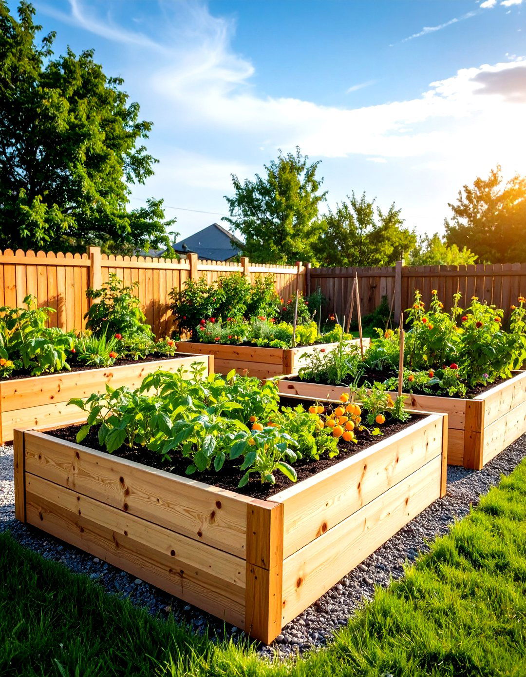 A Raised Bed Vegetable Garden - 30 fence line landscaping ideas