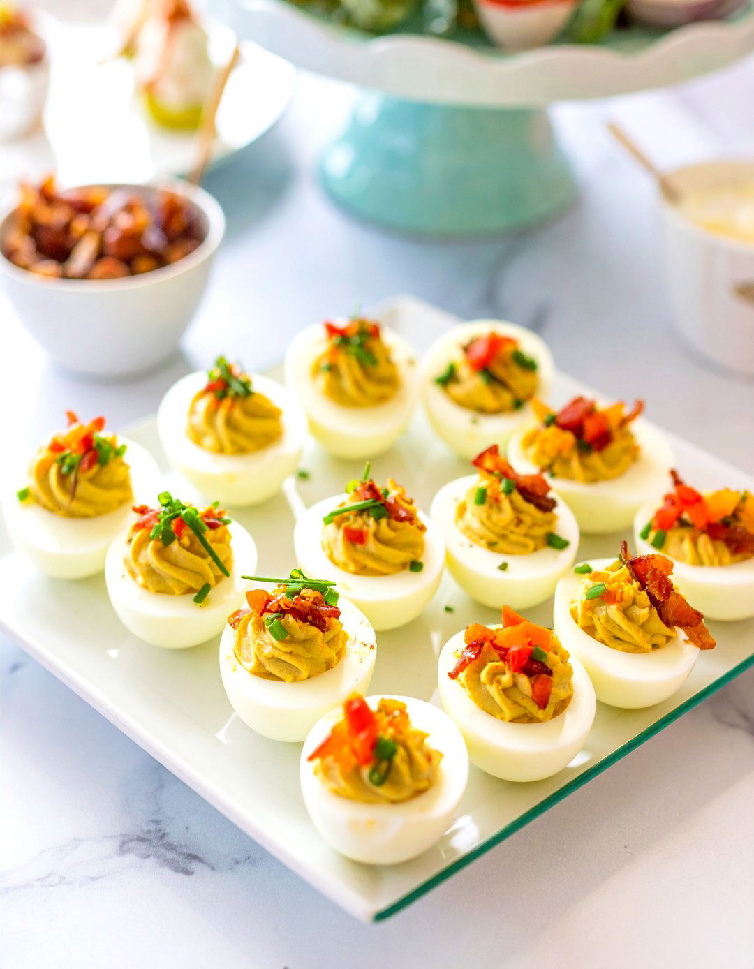 A Ready to Hatch Deviled Egg Bar - 30 food ideas for baby shower