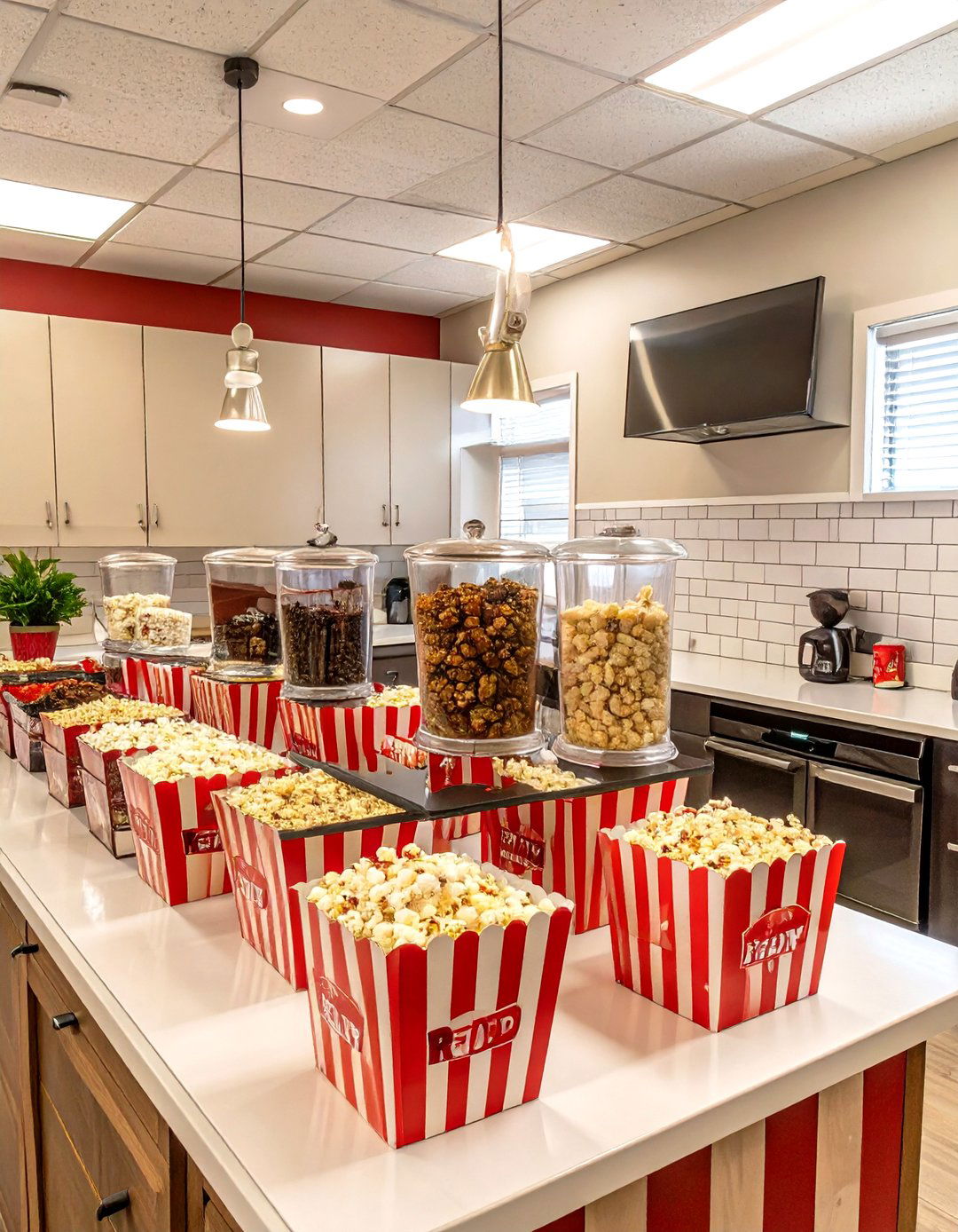 A Ready to Pop Popcorn Bar - 30 office baby shower ideas