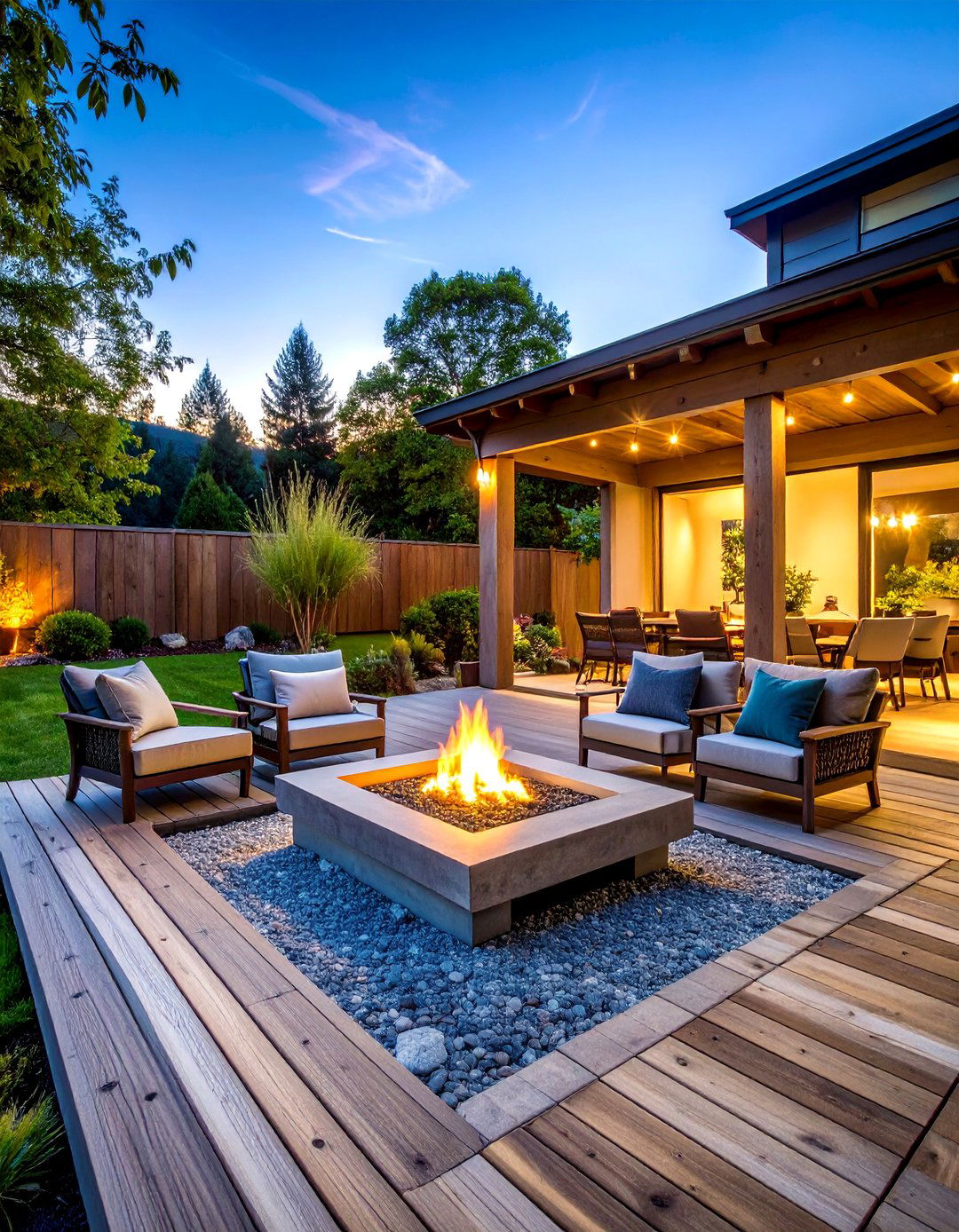 A Reclaimed Wood Decking Area - 30 backyard fire pit ideas landscaping on a budget
