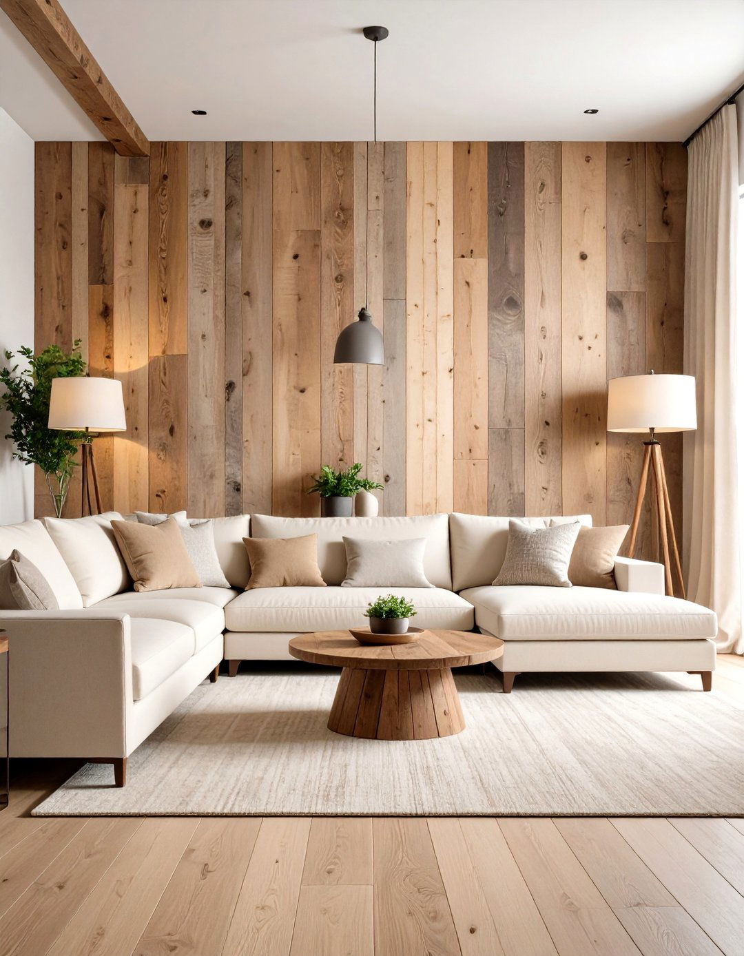 A Reclaimed Wood Wall in the Living Room - 30 accent wall ideas living room
