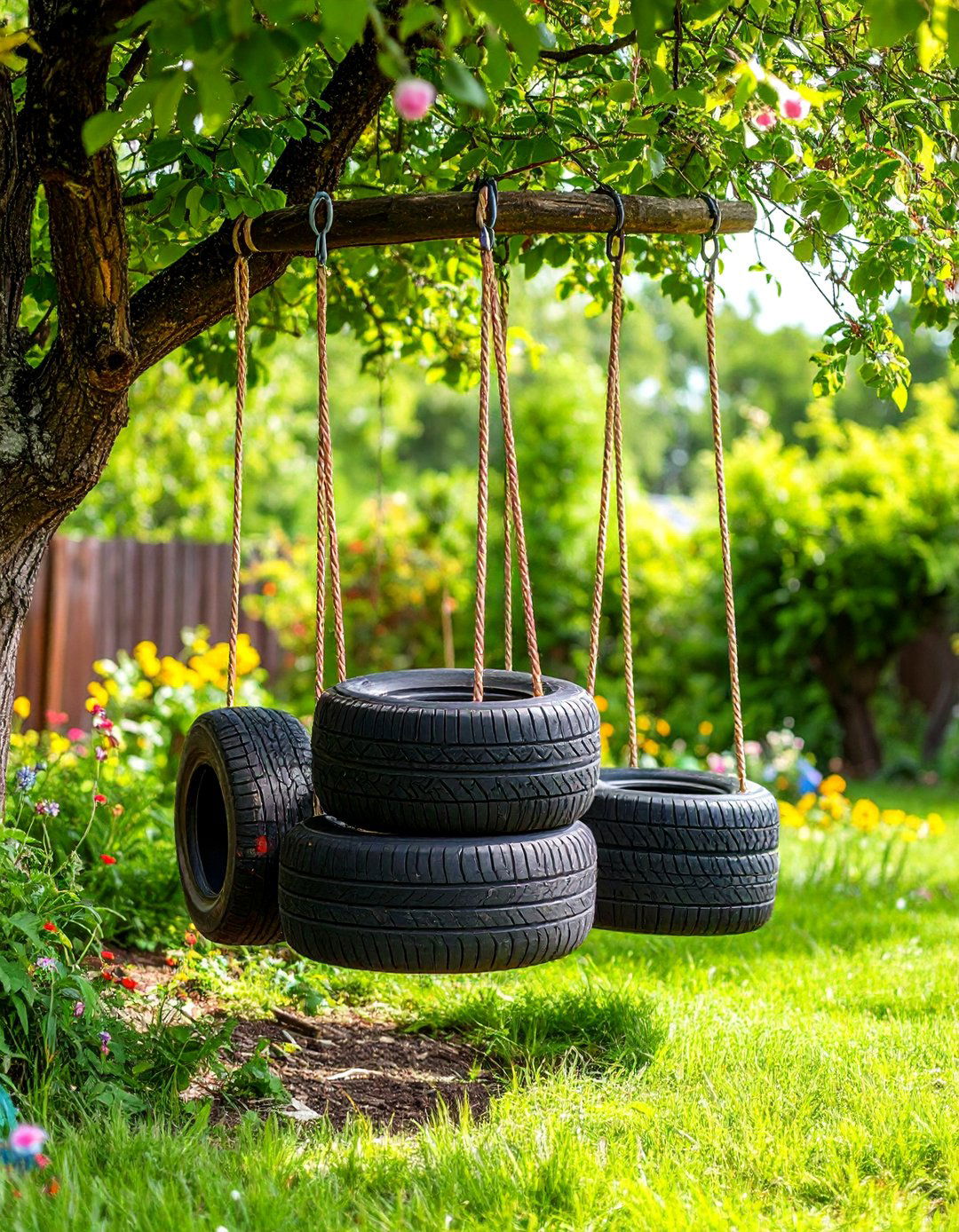 A Recycled Tire Playground - 30 backyard ideas for kids