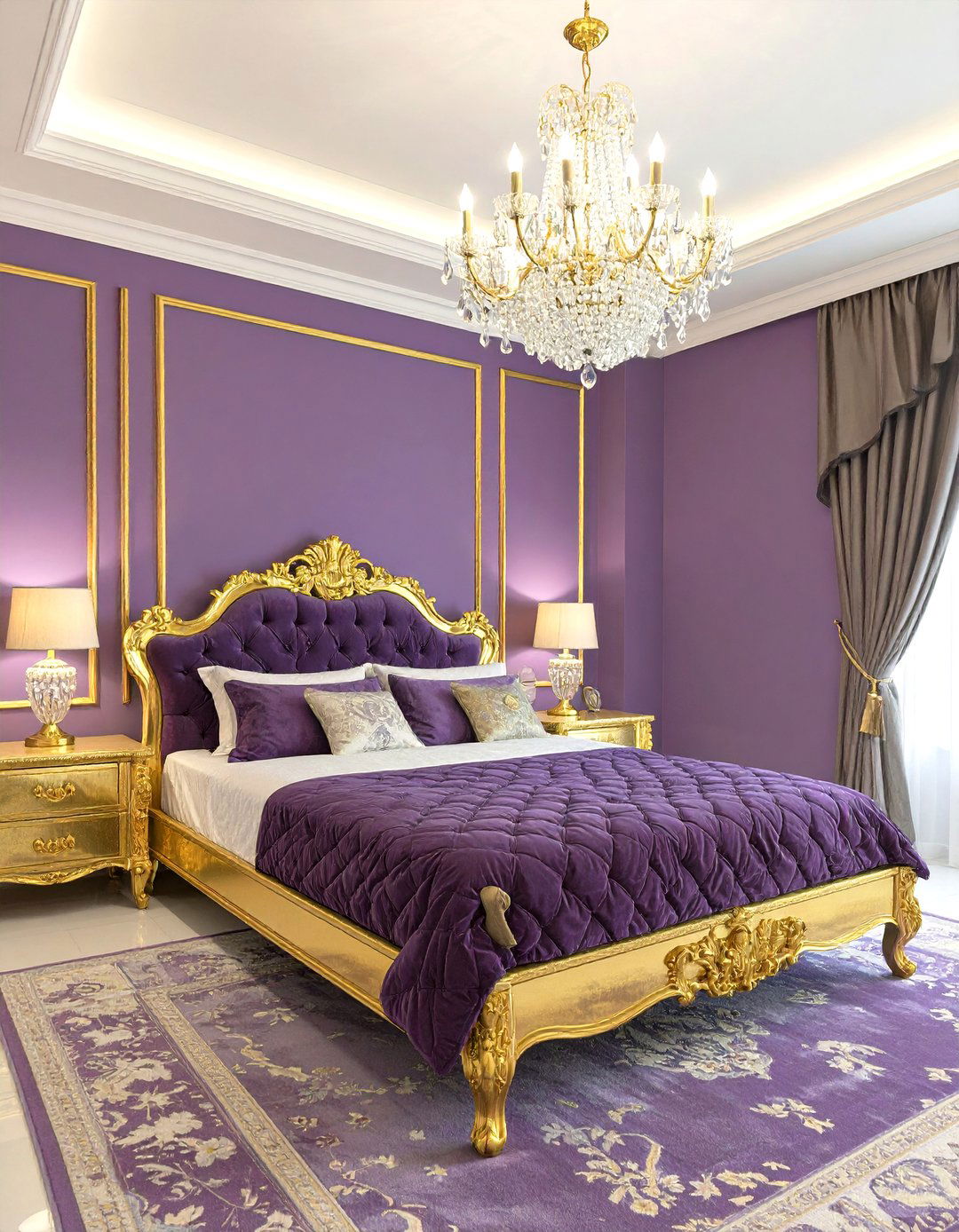 A Regal Purple and Gold Bedroom - 30 colorful bedroom ideas