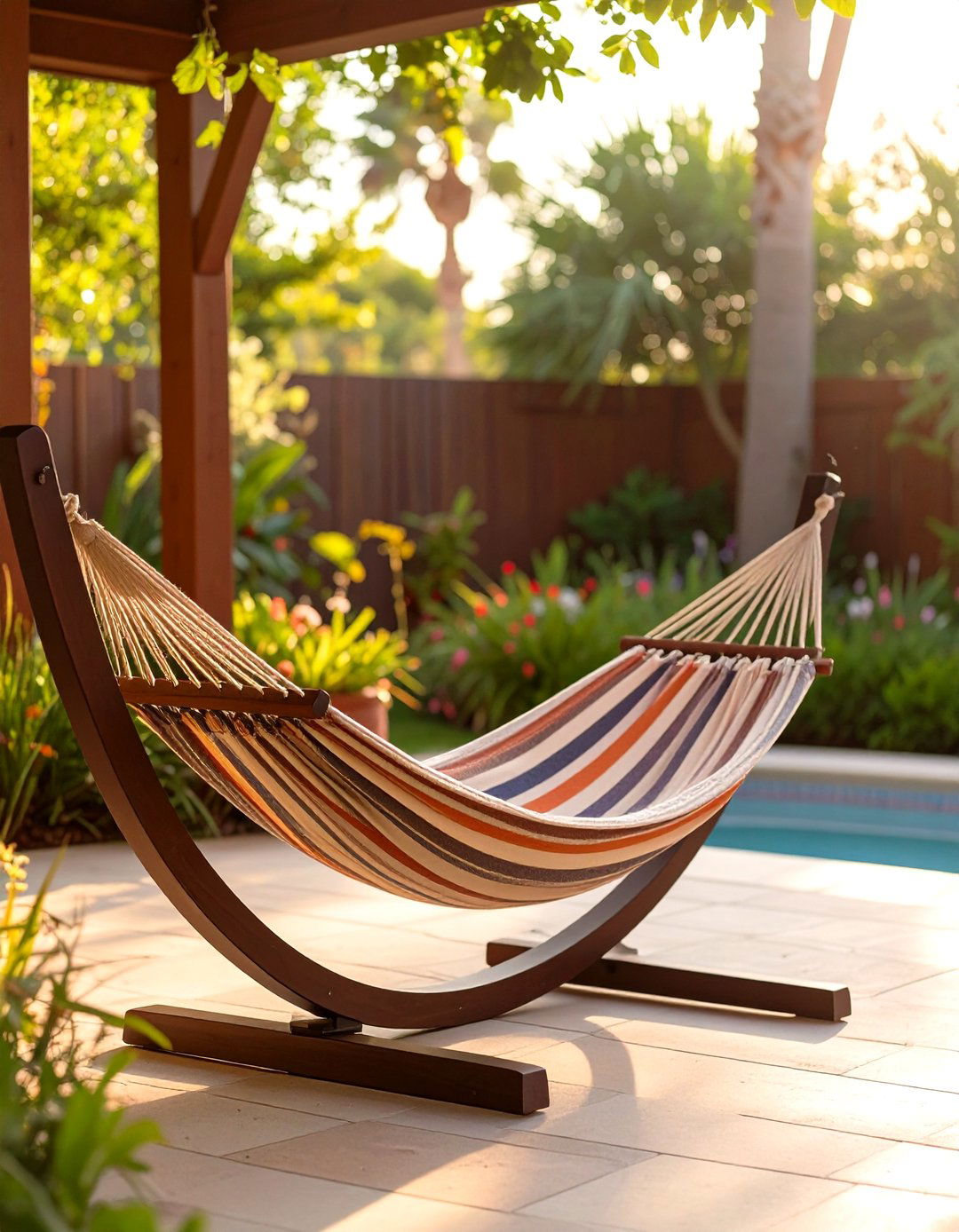 A Relaxing Hammock on a Stand - 30 simple patio ideas
