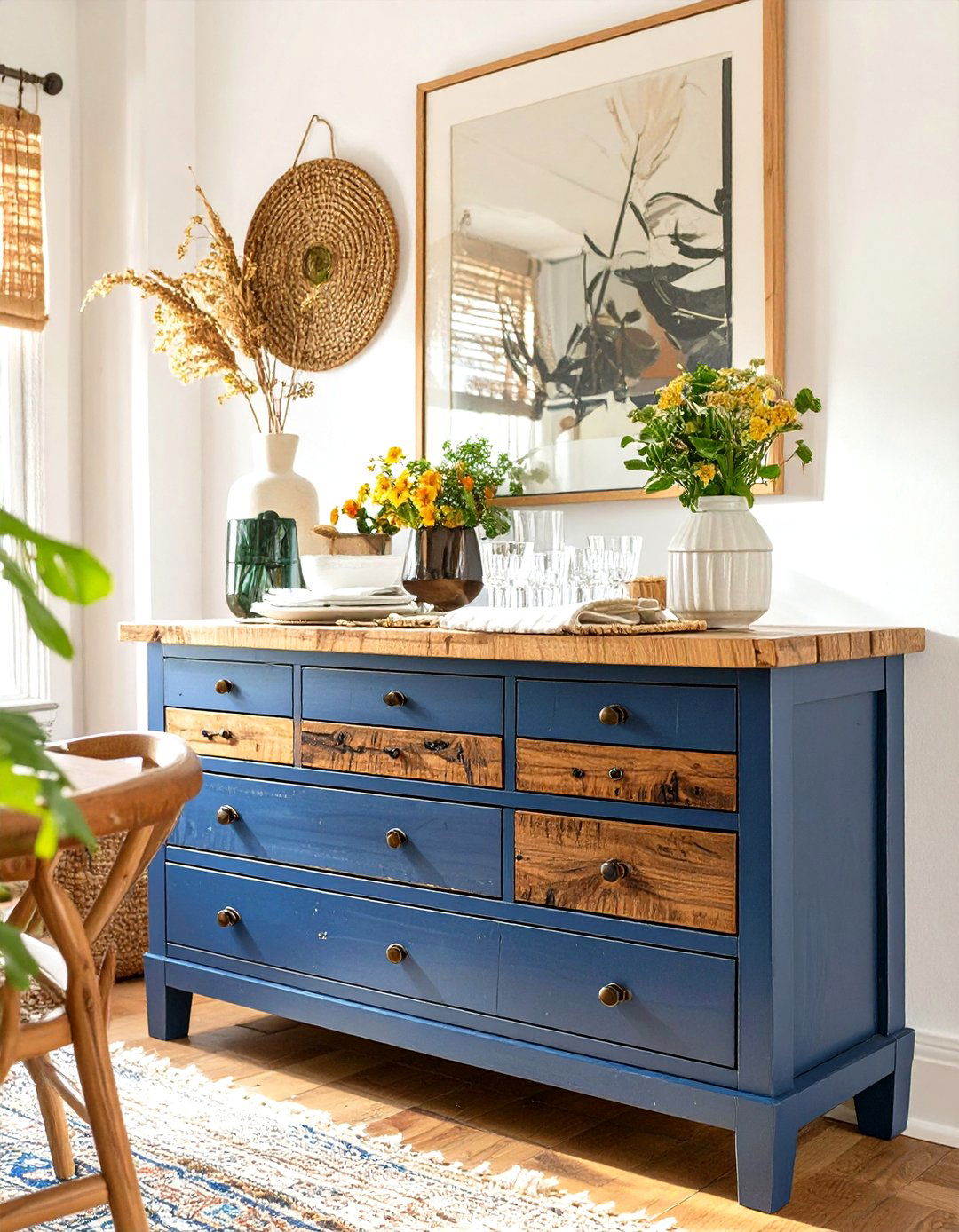 A Repurposed Dresser as a Buffet - 30 dining room storage ideas