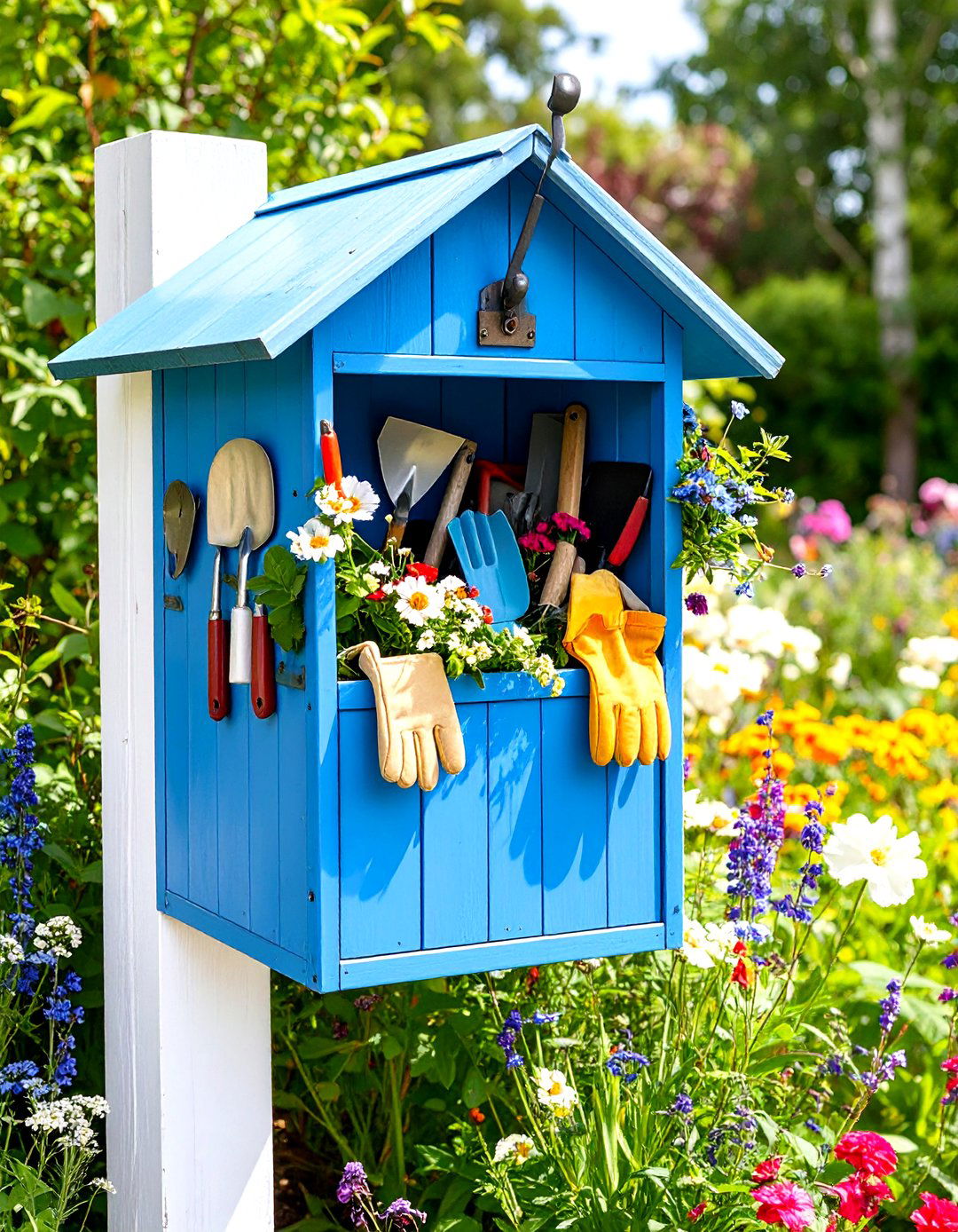 A Repurposed Mailbox Garden Hand Tool Station - 30 garden tool storage ideas
