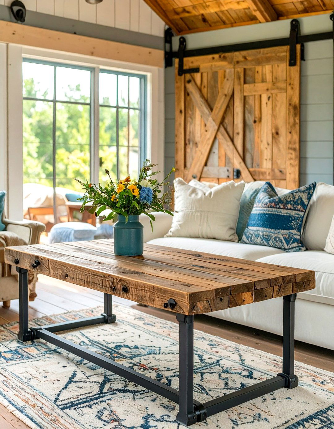 A Repurposed Old Door Coffee Table - 30 shed man cave ideas on a budget