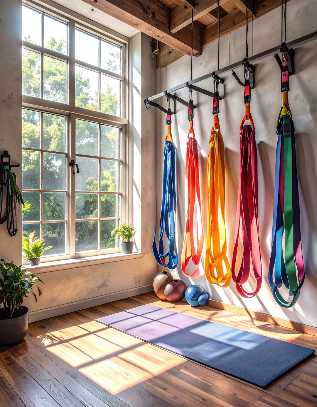 A Resistance Band Station in a Small Garage Gym - 30 small garage gym ideas